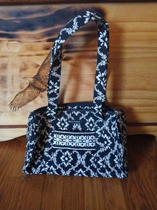 BELLA TAYLOR QUILTED BLACK AND WHITE DOUBLE HANDLE PURSE BAG - Picture 1 of 9