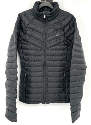 Nike women size XS down fill AEROLOFT SUMMIT 800 run Black Jacket full zip light - Image 1 of 4