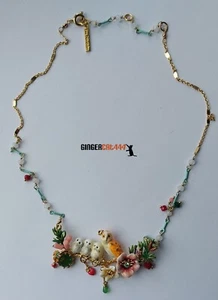 Les Nereides Clarte Nocturne Schleiereule 3 Babys Eule grüner Stein Halskette UVP 275£ - Bild 1 von 6