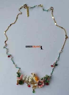 Les Nereides Clarte Nocturne Barn Owl 3 Babies Owl Green Stone Necklace RRP £275 - Image 1 of 4