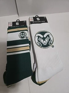 Colorado State Rams Men's Size M/L Men 8-12 Women 9.5-13.5 White Green 2 Pairs - Picture 1 of 9