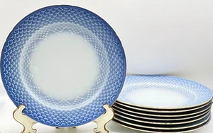 SET OF 8 BING & GRONDAHL BLUE SEA SHELL 10 1/4" DINNER PLATES, EXCELLENT COND - Picture 1 of 14