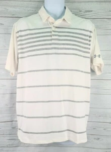 Under Armour Large Heatgear Loose Fit Poloshirt weiß grau gestreift Golf - Bild 1 von 10