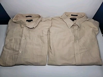 Camisa Land's End Hyde Park 2 para hombre talla XXL 18-18 1/2 manga corta abotonada bronceada Foto 1 de 4