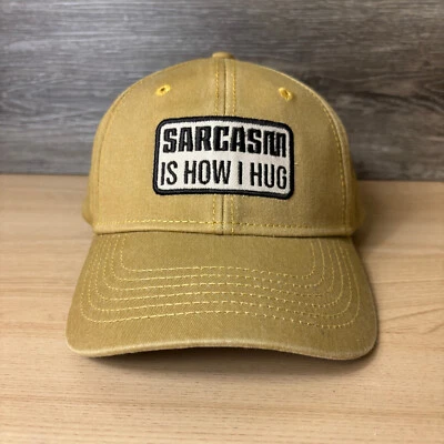 Sarcasm Hat Cap Strap Back Black Yellow How I Hug One Size Adjustable - Изображение 1 из 4