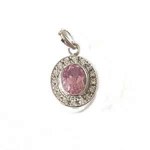 Juego de Colgante de Plata Esterlina Rosa Real Zafiro y Circonio Cúbico + Cadena - Imagen 1 de 1