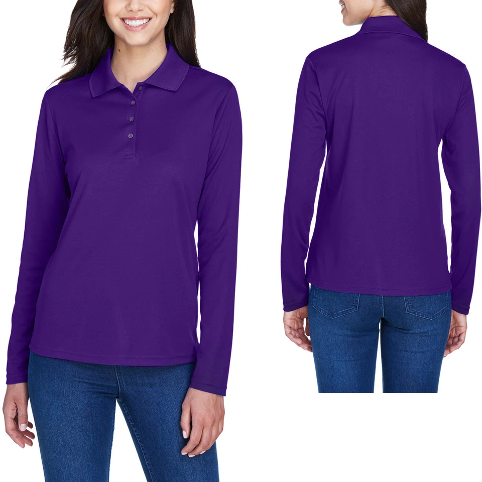 Женщины длинным рукавом рубашка-поло влаги впитывающий женщин Топ S-XL, 2XL, 3XL новый - Изображение 1 из 1