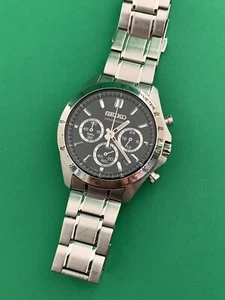 Seiko Chronograph SBTR009 8T63-00D0 Black Quartz Mens Watch - Foto 1 di 12