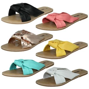 Ladies F0R0150 Twisted Straps Slip On Sandals By Leather Collection Sale £5.99 - Picture 1 of 17