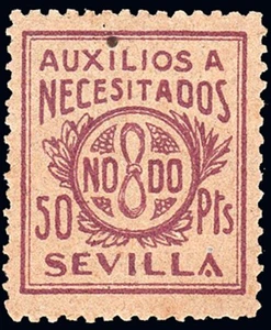 Sevilla - Guerra Civil - Em. Local Nacional Allepuz (*) 76 - " 50 pts. Auxilio.. - Imagen 1 de 1