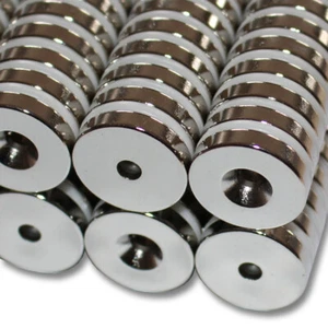 10 ANILLO DE NEODIMIO IMANES N45 D20x4 mm SUR 4,2mm PERFORACIÓN REDUCCIÓN 7,5 KG TORNILLOS - Imagen 1 de 4