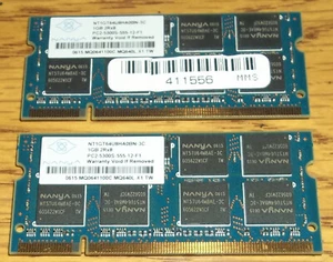 NANYA 2X 1GB LAPTOP MEMORY 2GB TOTAL 2Rx8 PC2-5300S NT1GT64U8HA0BN-3C - WORKING - Picture 1 of 2