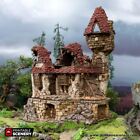 Ruined Guildhall Building, Historical Medieval Terrain for Wargaming 28mm scale 
