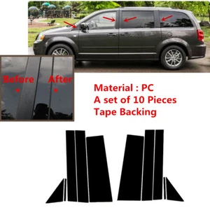 Decal Cover 10pc Black Pillar Post Door Trim Piano Fit For Town&Country 08-2016 - Imagen 1 de 11