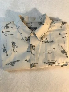 Woolrich Birch Hook And Reels Casual Short Sleeve Button Shirt Men Fishing 2XL - Picture 1 of 11