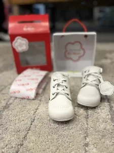 Kickers Kick Hi B White Leather Ankle Boots Uk 4 Eur 20 First Baby / Toddler - Picture 1 of 9