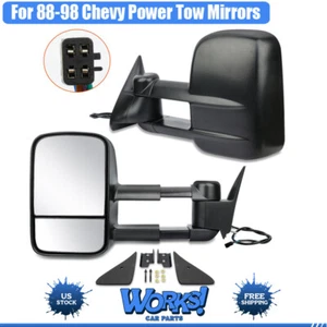 Power Tow Mirrors For 88-98 Chevy/GMC C/K 1500 2500 3500 Pickup Pair - Picture 1 of 12