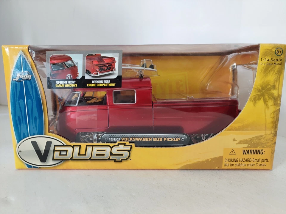 Jada Toys “v Dubs” Very RARE Candy Red 1962 VOLKSWAGEN Bus 23 Window 1 24