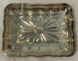 Vintage 7” Silver Plated Small Relish Tray With Cut Glass Insert - Picture 1 of 4