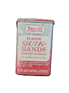 Vintage Rexall Quik-Bands Tin Vuoto Pro-Cap (Cand-aids) - Foto 1 di 4