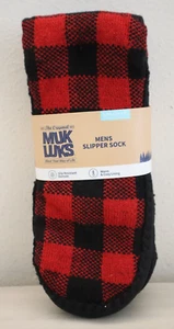 Original Muk Luks 16342-612 Men’s Sz L/XL (11-13) Red/Black Plaid Slipper Socks - Picture 1 of 6