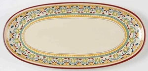 New Bobby Flay Red Sevilla Oval Oblong Colorful Floral Serving Platter 16 1/4" - Picture 1 of 6