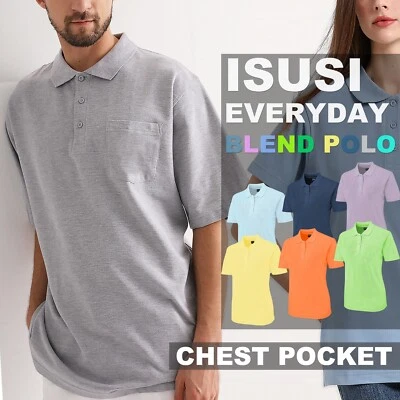 Mens Polo Shirts Cotton Blend with Chest Pocket, UPF 30+ Sun Protection - Image 1 of 4