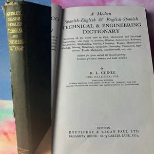 Guinle’s English-Spanish Technical & Engineering Dictionary~VTG 1959 Hardcover - Picture 1 of 19