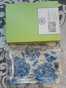 Michel Design Works "Indigo Cotton" Birds Floral Glass Soap/Trinket Dish NIB 6" - Picture 1 of 12