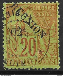 TIMBRE REUNION TYPE ALPHEE DUBOIS 20c SURCHARGE N° 29 OBLITERATION LEGERE - Picture 1 of 1
