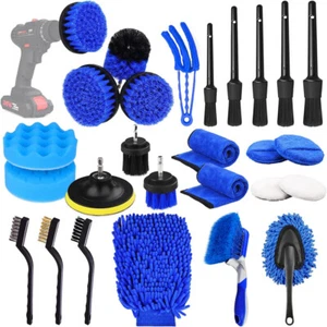 26Pcs Car Detailing Brush Tools Kit Vehicle Auto Interior Engine Wheel Clean Set - Picture 1 of 10