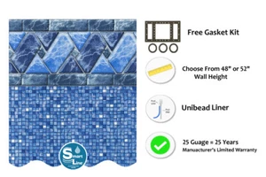 SmartLine Stone Harbor 25 Gauge Swimming Pool Unibead Liners - (Choose Size) - Picture 1 of 29