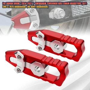 2X Red Billet Swingarm Tensioner Axle Chain Adjusters CNC For Honda Grom 14-21 - Picture 1 of 12