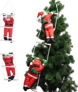 4 x Santa Claus Climbing On Rope Ladder Christmas Tree Indoor Outdoor Ornament - Picture 1 of 5