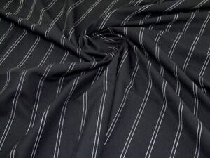 Minerva Linen Polyester Blend Fabric Black & White - per metre