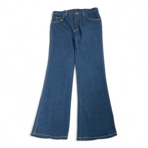 Vintage Lee Riders Jeans Mens 33x30 Blue Flare Leg Dark Wash Talon Zip USA 80s - Picture 1 of 14