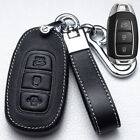 Leather Remote Key Fob Cover Case Bag for Hyundai Accent ix35 i30 Santa Fe Black