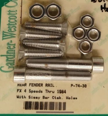 Guardabarros trasero de 4 velocidades con kit de pernos Sissy Bar 74-84 Harley Davidson FX Super Glide Foto 1 de 4