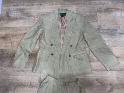 Ralph Lauren Mujer Falda Traje Talla 4 Conjunto de Dos Piezas RL Hecho en EE. UU. Marrón Verde Foto 1 de 4