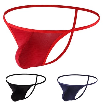 String homme taille basse soie glacée sous vêtement confortable G string en no - Immagine 1 di 4