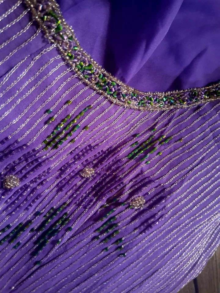 PAPELL BOUTIQUE EVENING  Size 6 Dress Beaded Floral Purple Sleeveless Formal - Image 1 of 4