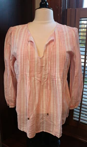 NUEVO CON ETIQUETAS BLUSA PINTUCK TOMMY HILFIGER DAMAS MANGA 3/4 ROSA BLANCO TALLA S - Imagen 1 de 11