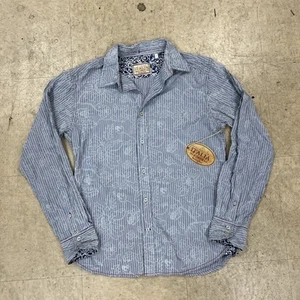 Vintage Italia Long-Sleeve Woven Button-Down Shirt Blue Size S - Picture 1 of 4