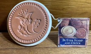 Floral Keramik Terrakotta Butter Keks Stempel Topf Deckel 3" Vintage Hill Design - Bild 1 von 7