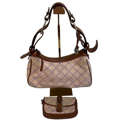 Bolso de Mano DOONEY BOURKE De Colección Y2K Pequeño Estilo Hobo Rosa Cartera a Juego Borde de Cuero Foto 1 de 4