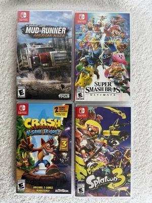 Authentic Nintendo Switch Super Smash Bros Crash Bandicoot Splatoon 3 Cases Only - Image 1 of 2