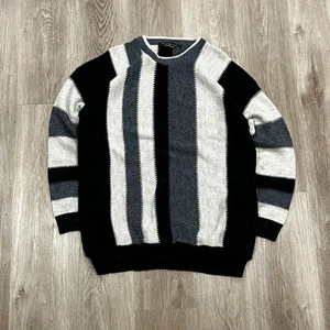 Vintage 90s PROTEGE Collection Sweater Men's Sz XL Black/Grey Coogi Style Stripe - Picture 1 of 5