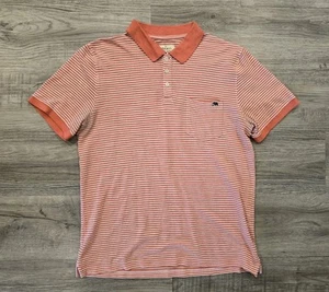 The Normal Brand Polo Shirt Mens Large Orange Striped Pocket Logo Knit Cotton - Picture 1 of 15