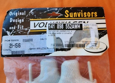 1965-1974 Volkswagen Karmann Ghia Sun Visor Set TMI 21-1516 White Pair New - Image 1 of 3