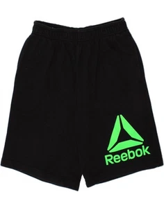 REEBOK Boys Graphic Sport Shorts 10-11 Years Large Black Cotton AF17 - Picture 1 of 3